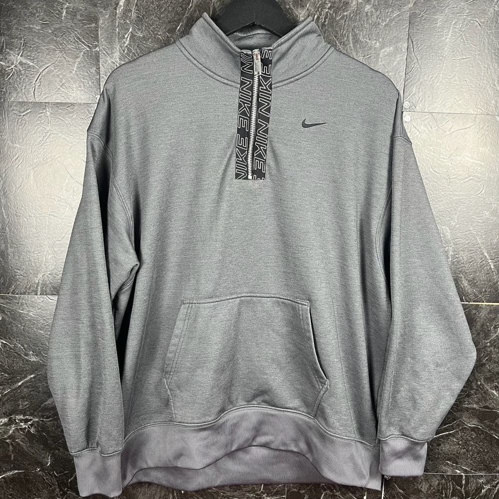 Nike Men's Grey Therma-Fit Quarter Zip Running Jacket Medium